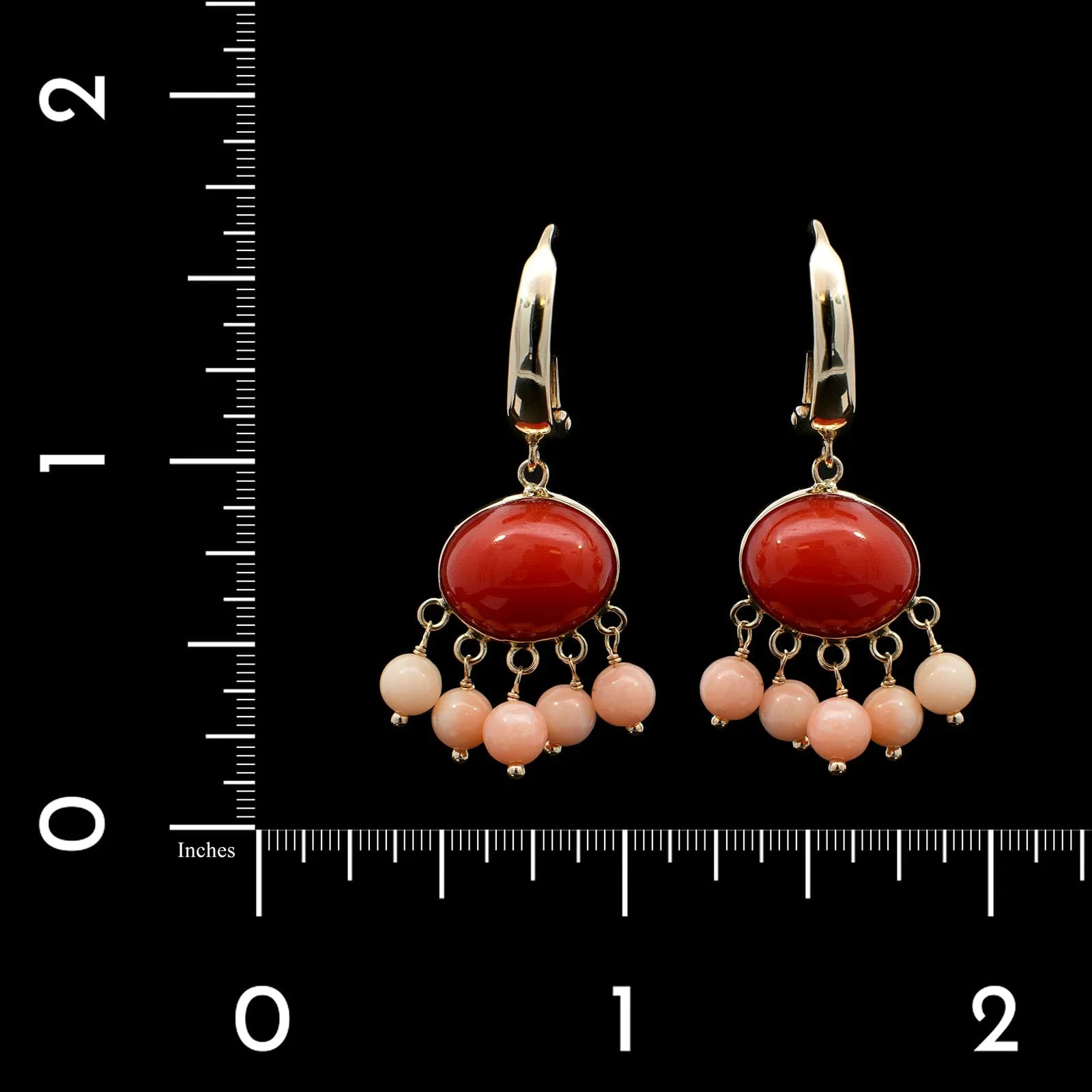 14K Yellow Gold Estate Coral Drop Earrings