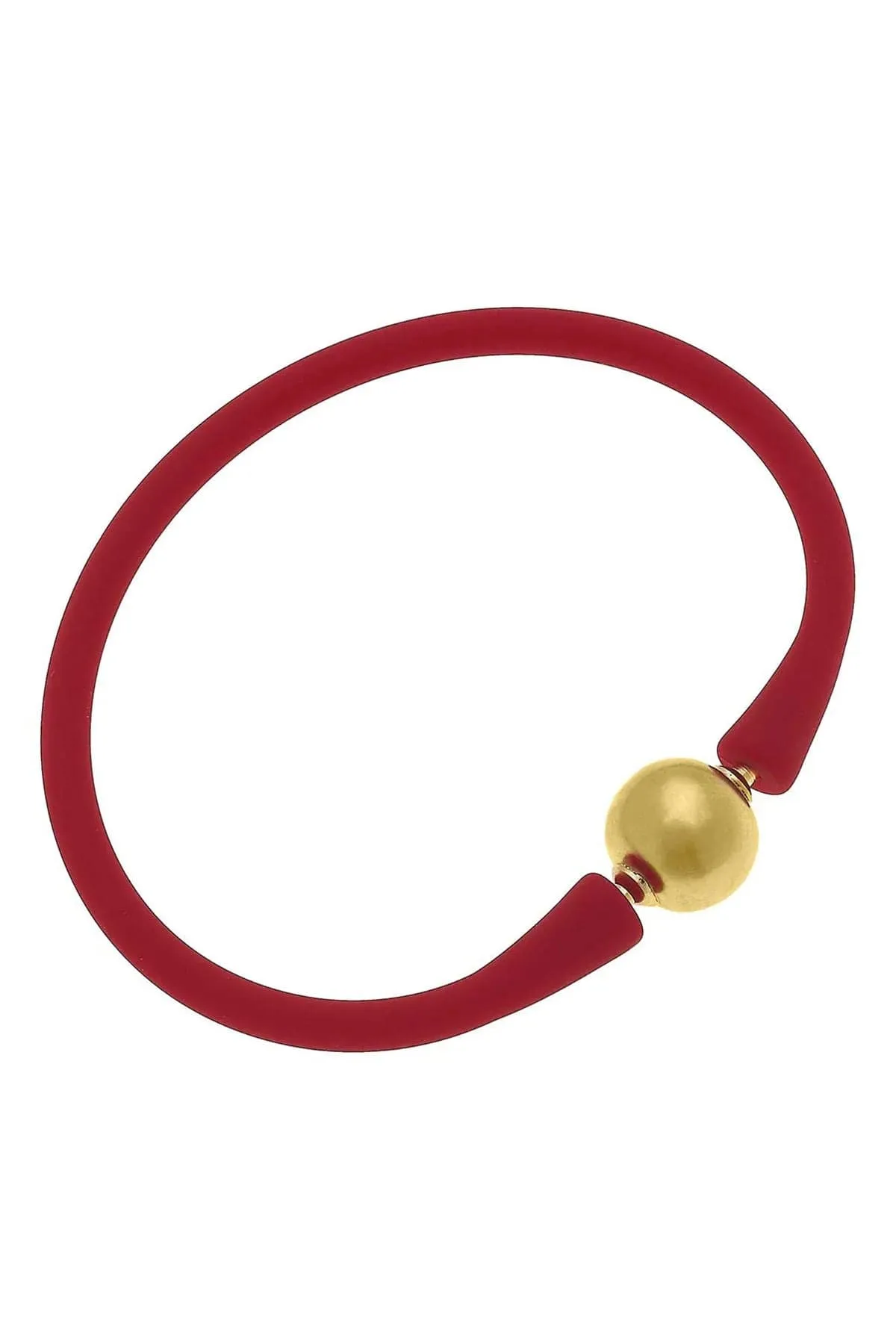 Bali 24K Gold Plated Bali Bead Silicone Bracelet - Red