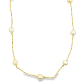 Ball Chain With 8mm Synthetic Pearls Necklace (F250)