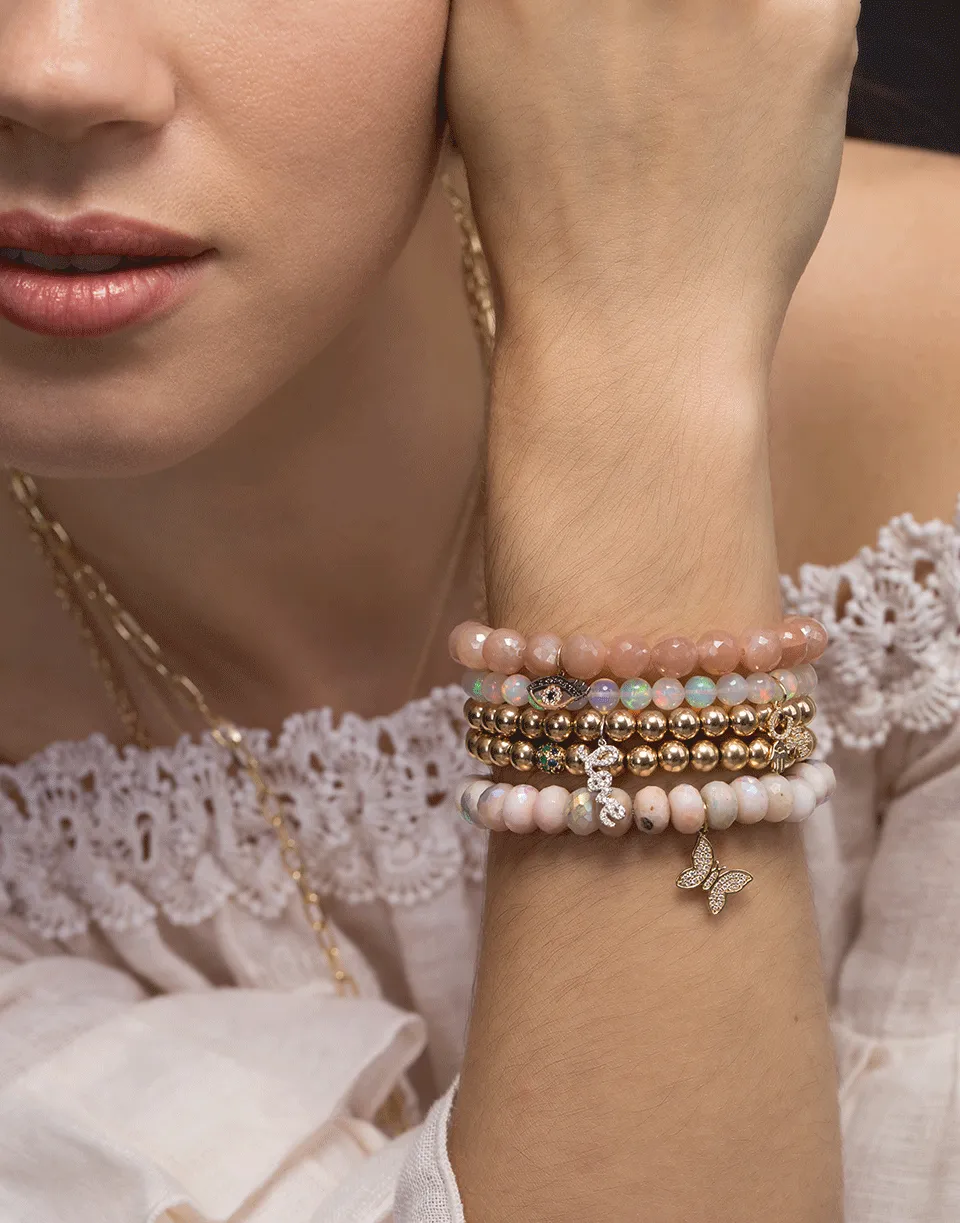 Butterfly Charm Pink Opal Bracelet