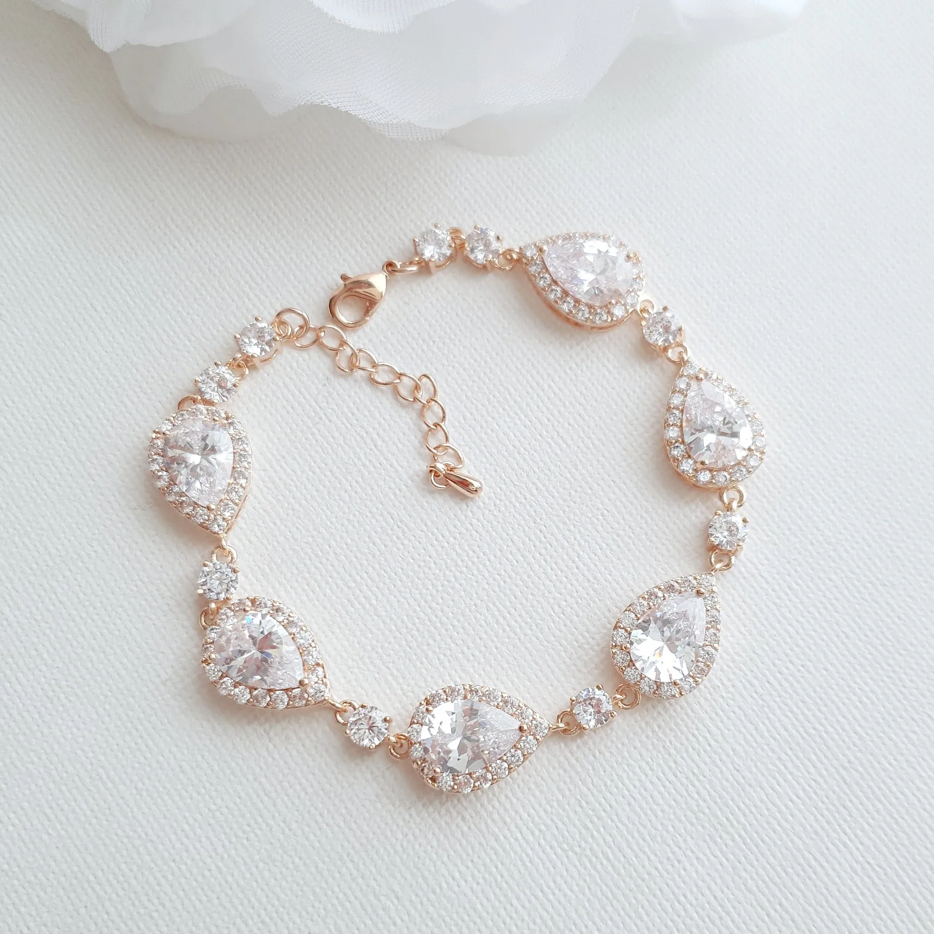 Crystal Bracelet in Rose Gold for Wedding Day-Emma
