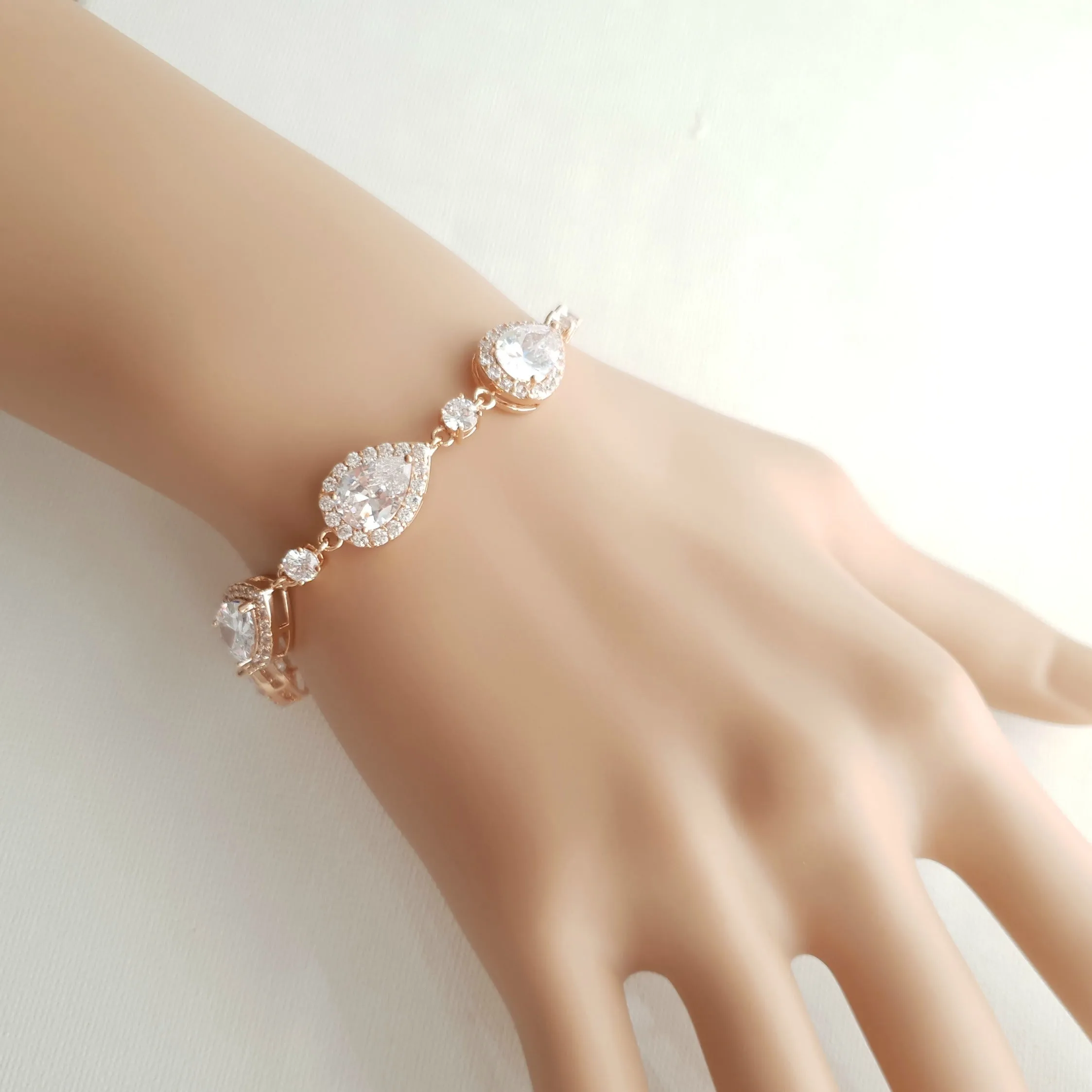 Crystal Bracelet in Rose Gold for Wedding Day-Emma