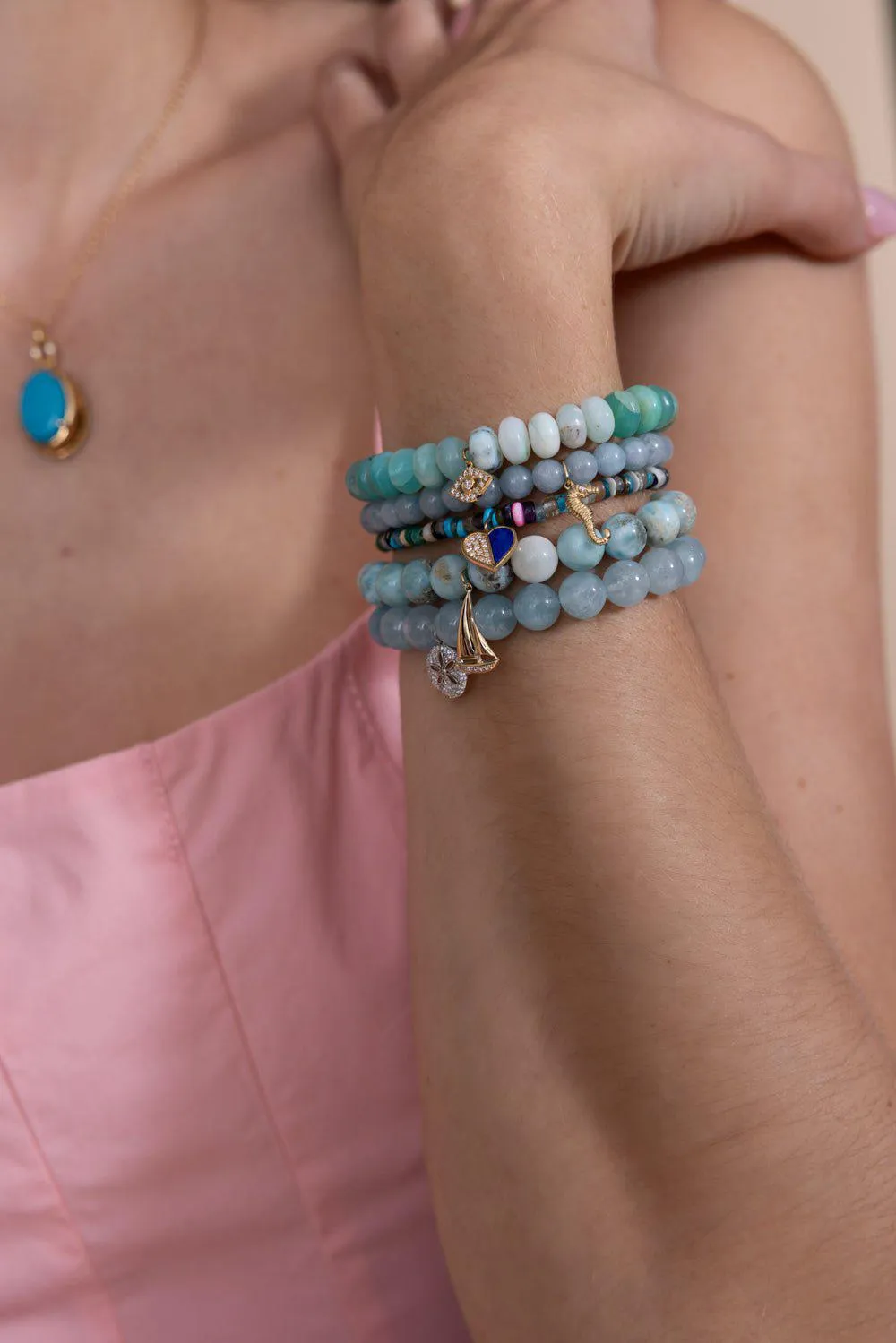 Evil Eye Peruvian Opal Charm Bracelet