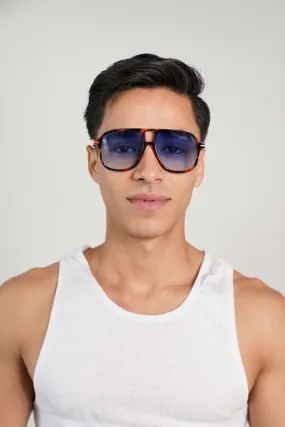Oversized Retro Blue Tint and Torqoise Summer Sunglasses