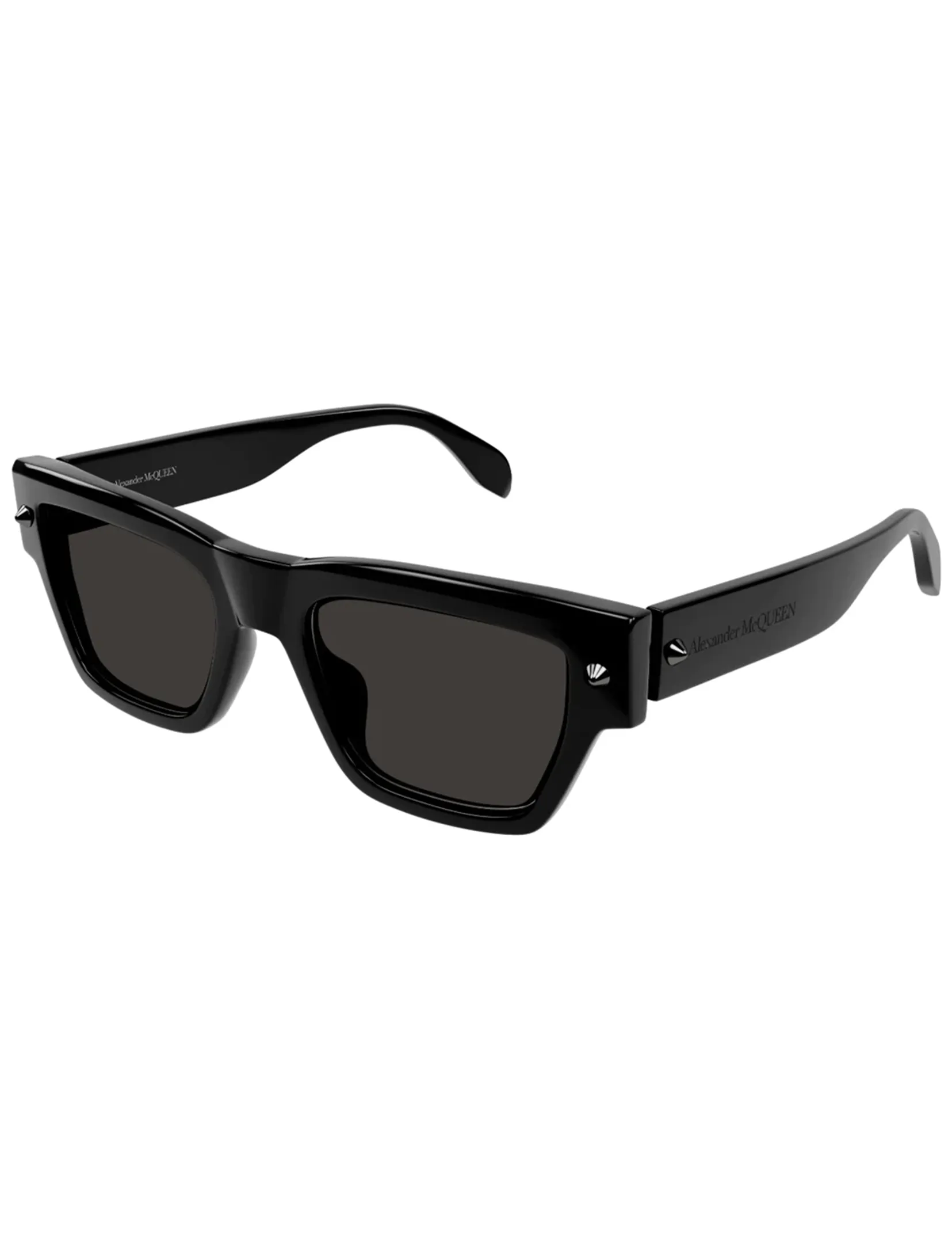 Spike Stud Rectangular Sunglasses, Black