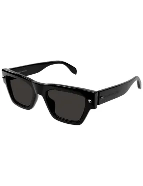 Spike Stud Rectangular Sunglasses, Black