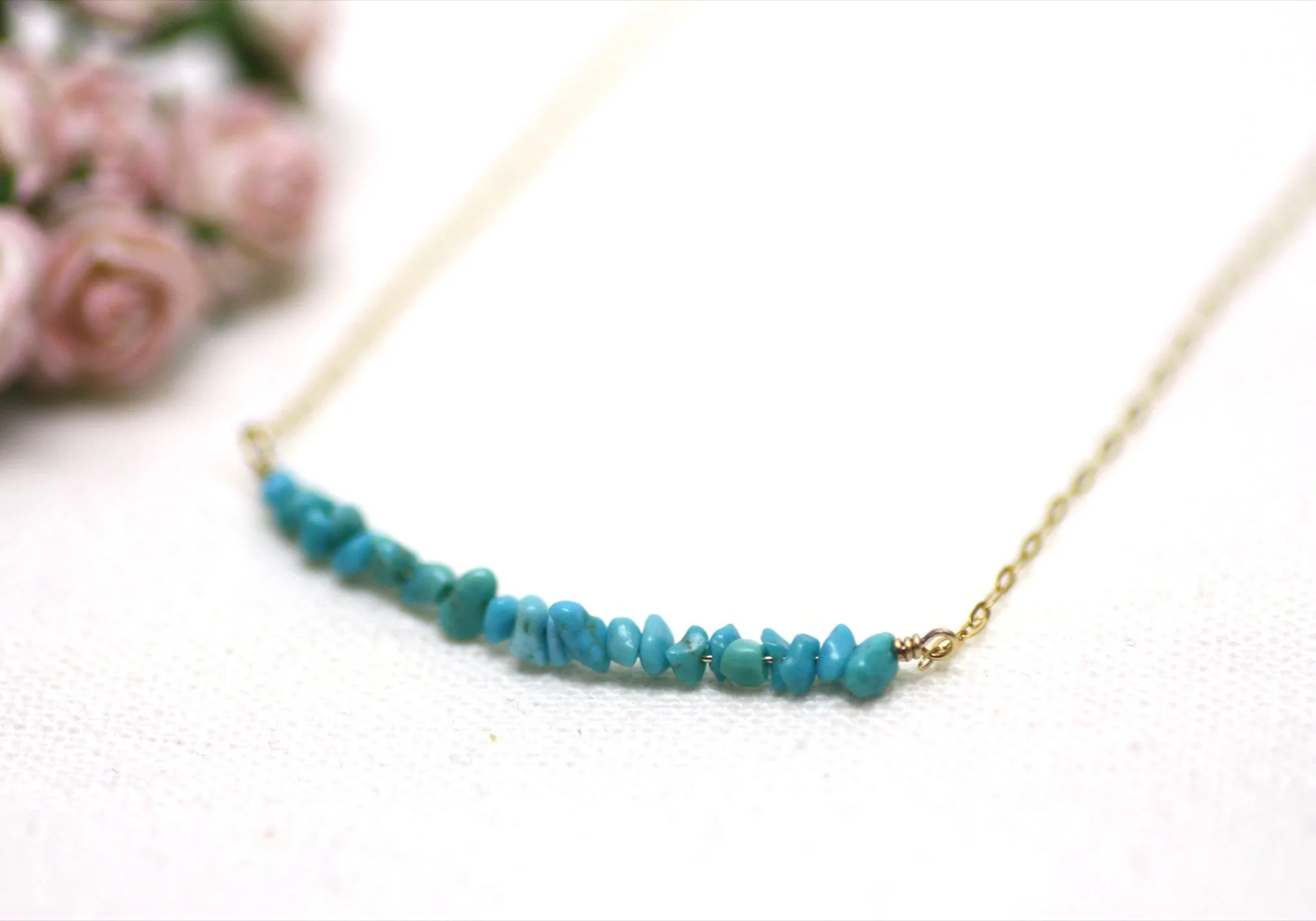 Turquoise Bar Necklace in Gold