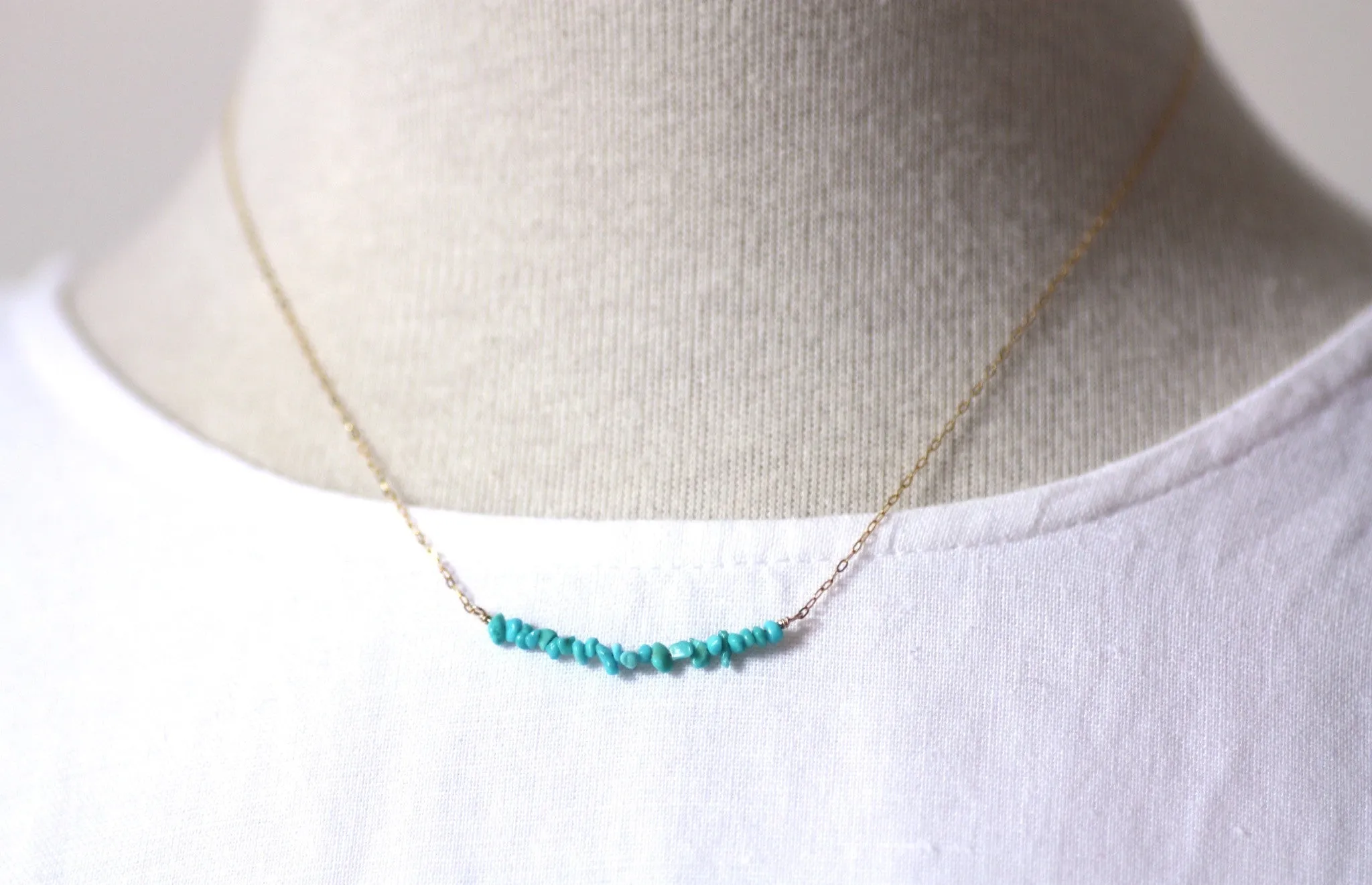 Turquoise Bar Necklace in Gold