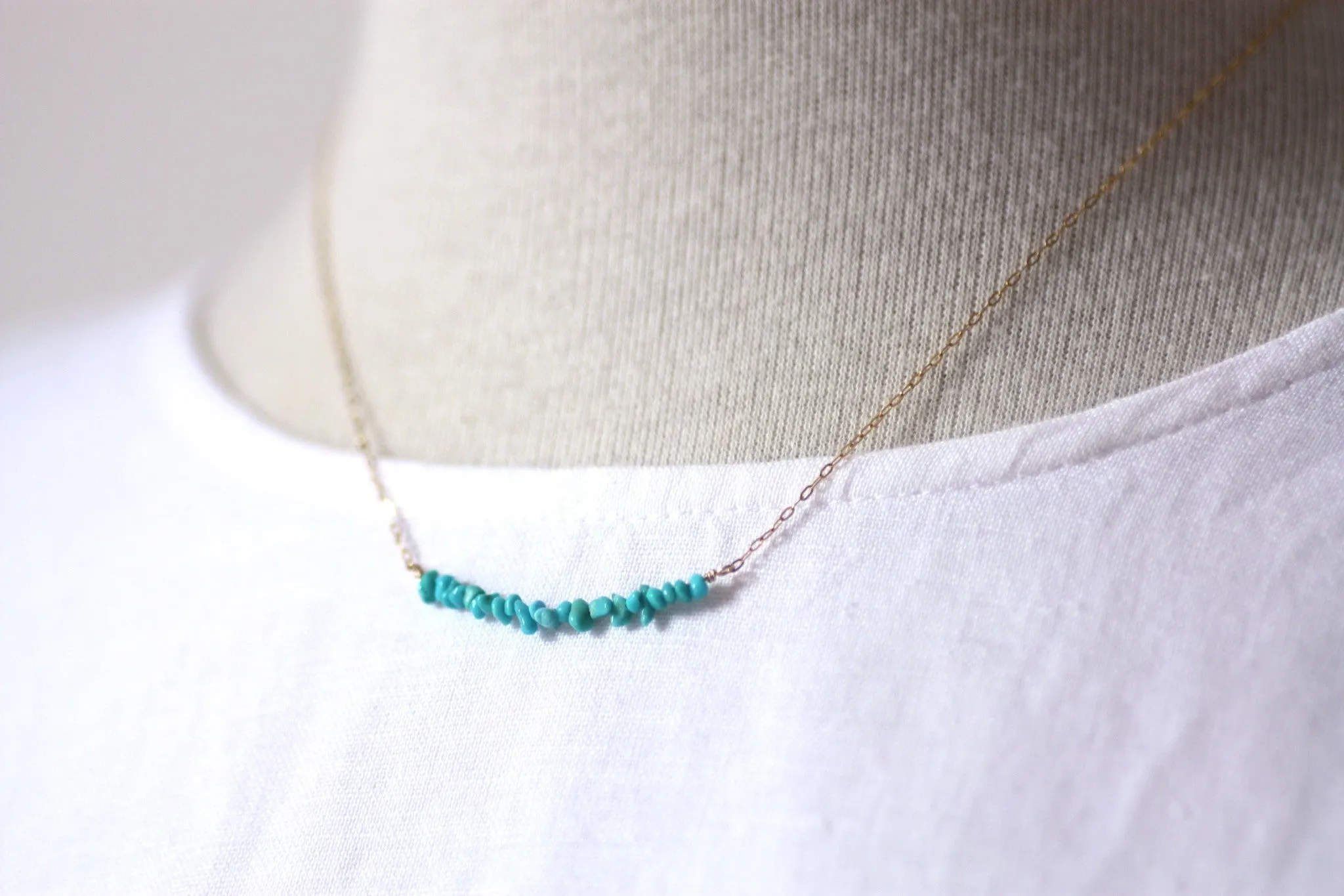 Turquoise Bar Necklace in Gold