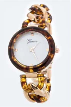 Two Tone Chain Bracelet Fashion Watch